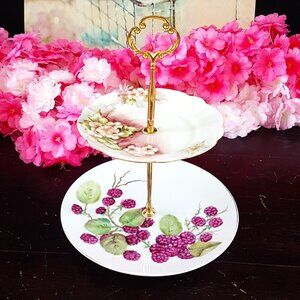 Handmade 2 Tier Cake Stand Dessert Jewelry Trinket Tray Tea Party Decor Gift